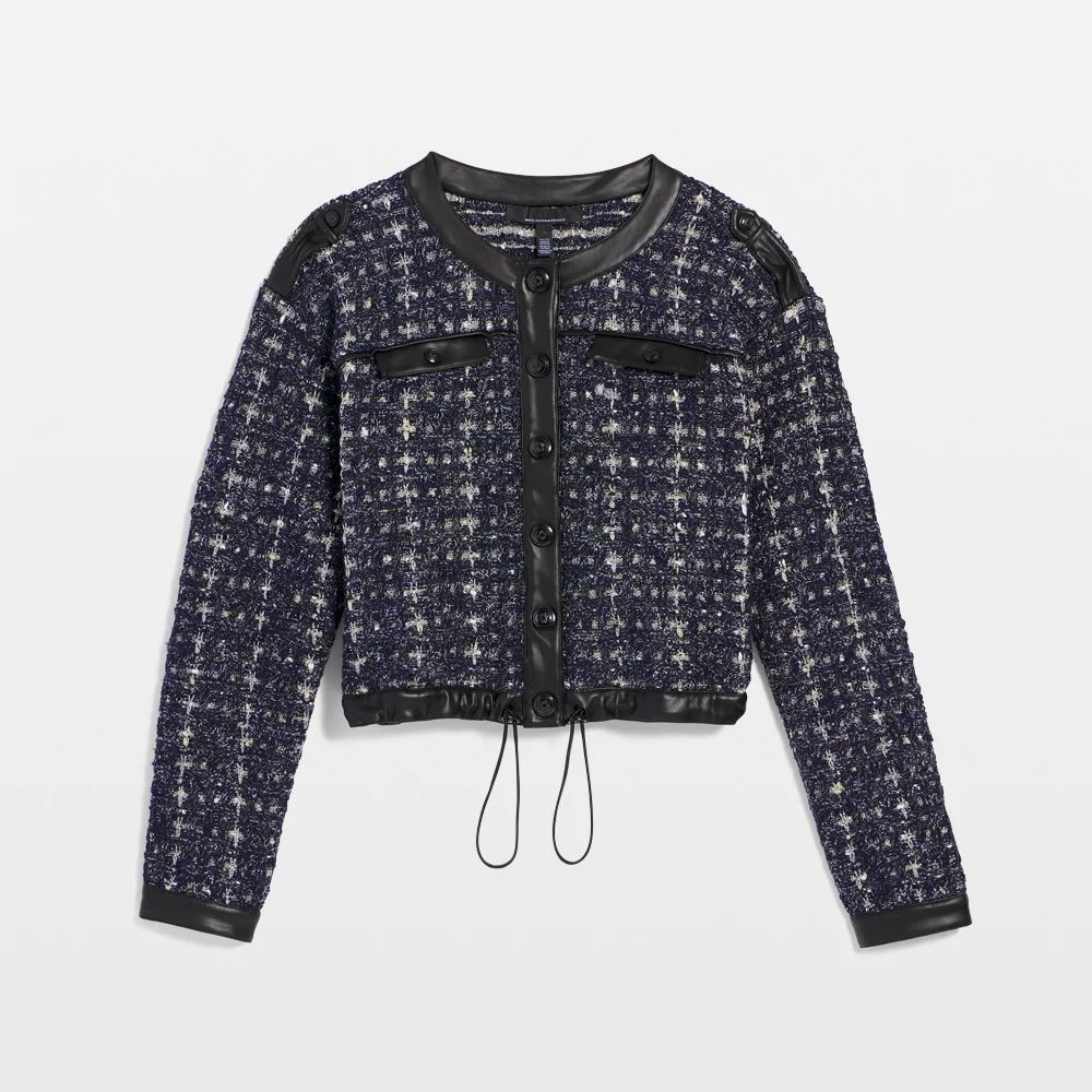 WHBM $185 Cropped Tweed Sweater Jacket